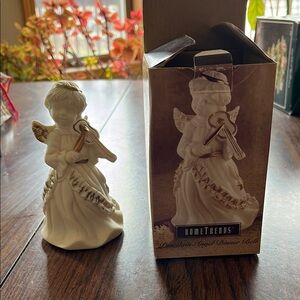 White Holiday Decor Angel Figurine Vintagee and New in the box playing Violin